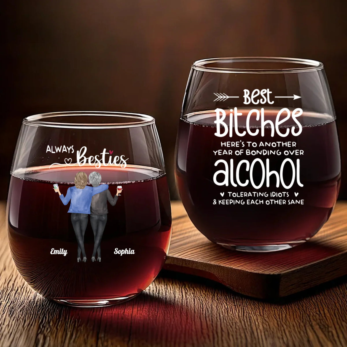 Tu es toujours mon âme sœur - Verre à vin personnalisé Bestie - Cadeau pour meilleures amies, BFF, sœurs