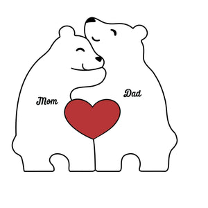 Let Love Be Genuine - Family Personalized Custom Bear Shaped Wooden Art Puzzle - Wooden Pet Carvings, Wood Sculpture Table Ornaments, Carved Wood Decor - Gift For Family Members