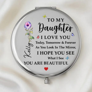 Custom Compact Mirror - Personalized Birthday Gifts For Daughter - Always My Little Girl