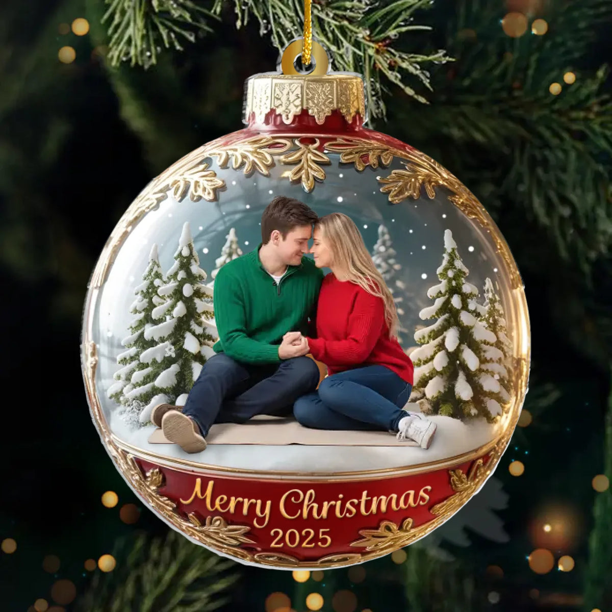Custom Photo Acrylic Ornament - Personalized Anniversary Christmas Wedding Gifts For Husband And Wife, Him And Her - Every Snowflake Reminds Me Of You