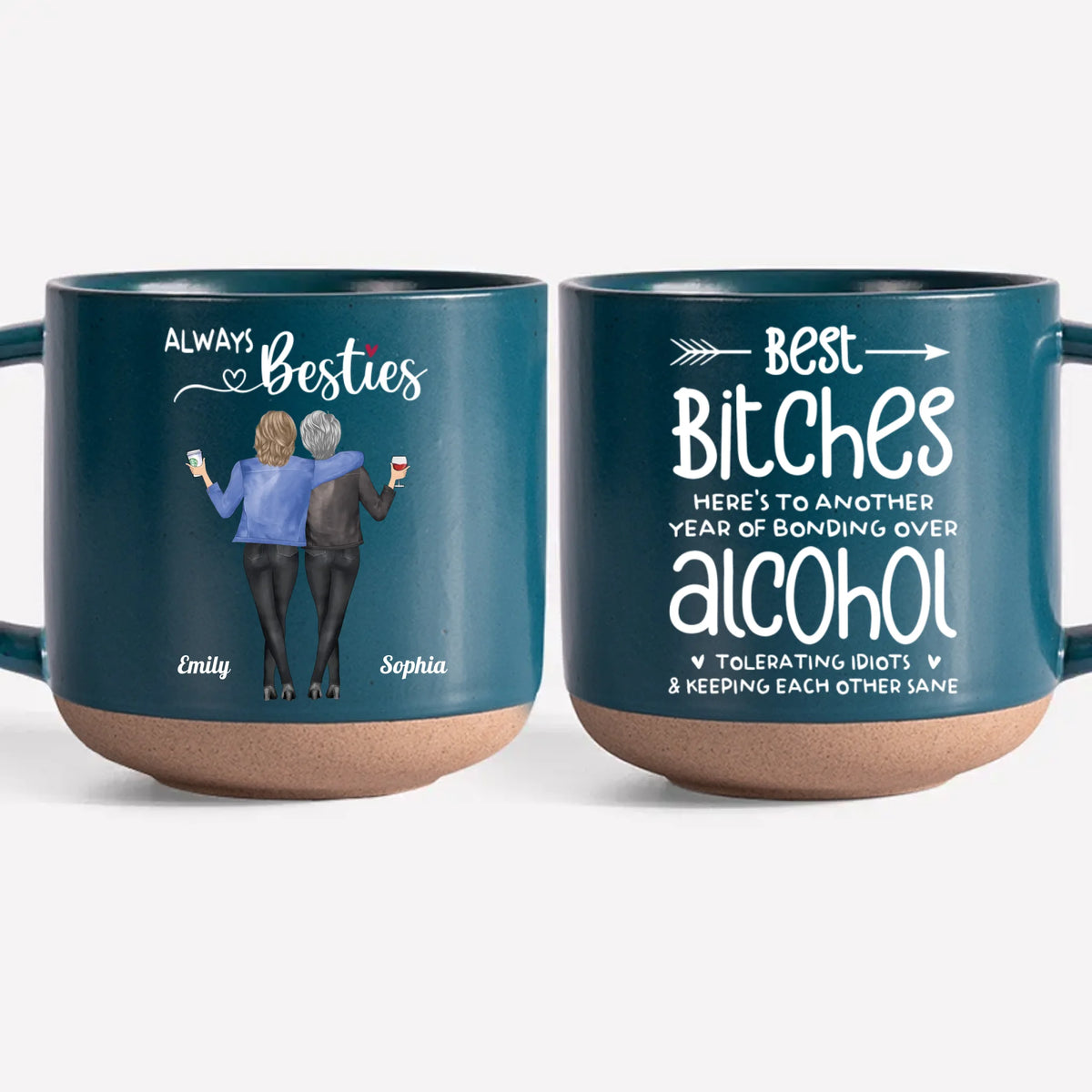 Voici une autre année de liens autour de l'alcool - Tasse en poterie imprimée personnalisée Bestie - Cadeau pour meilleures amies, BFF, sœurs