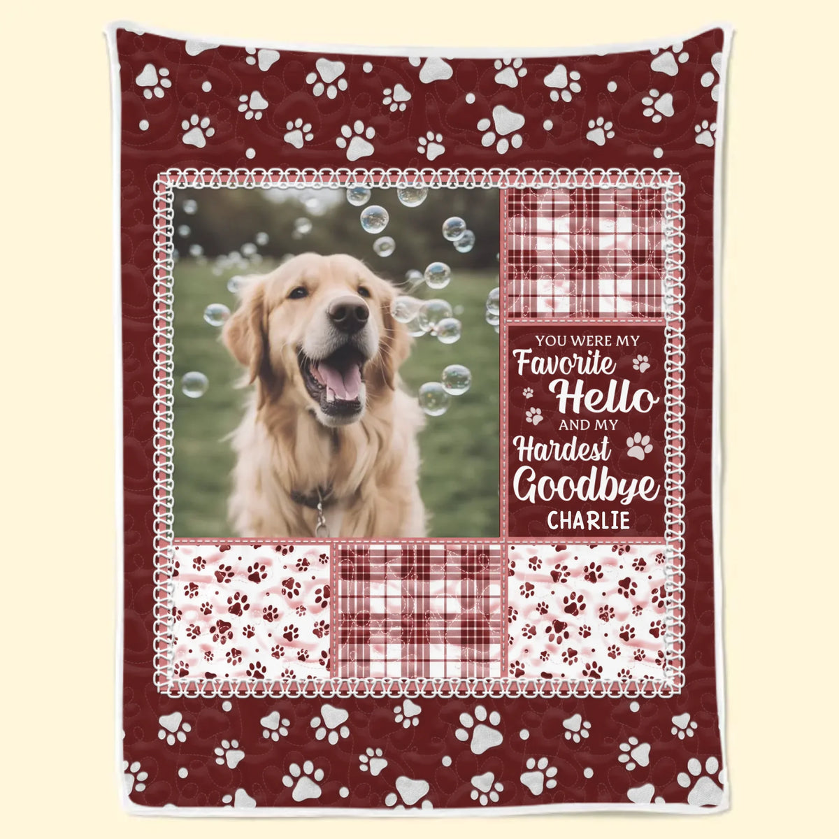 Custom Photo Blanket - Personalized Pet Christmas Memorial Sympathy Gifts For Dogs, Cats - Your Paw Prints Are Etched In My Heart