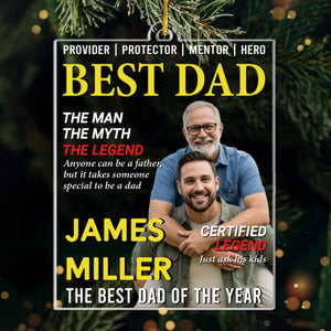 Custom Photo Magazine Acrylic Ornament - Personalized Christmas Birthday Gifts For Dad - His Strength Shapes Our Days