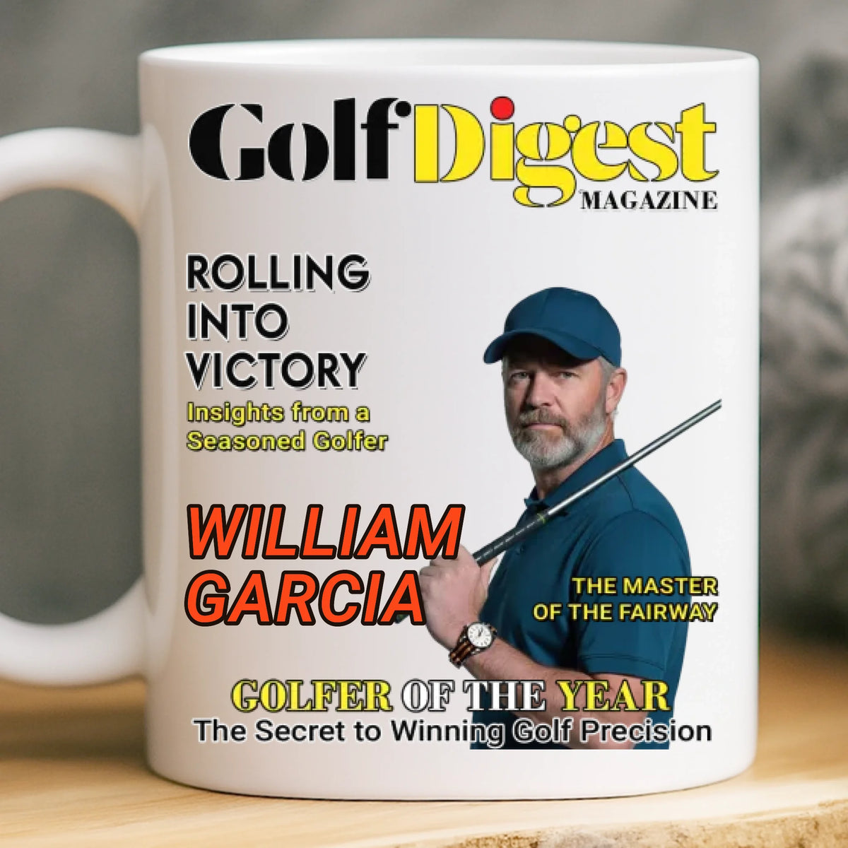 Custom Photo Magazine Mug - Personalized  Christmas Birthday Golf Gifts For Men, Women - King Of The Fairway