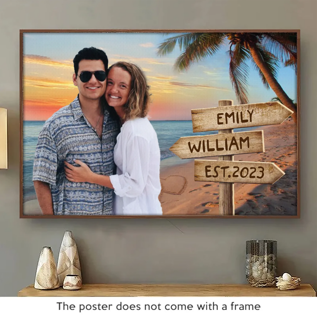 Photo personnalisée « Là où il y a de l'amour, il y a de la vie » - Affiche horizontale personnalisée pour couple - Cadeau pour mari et femme, anniversaire