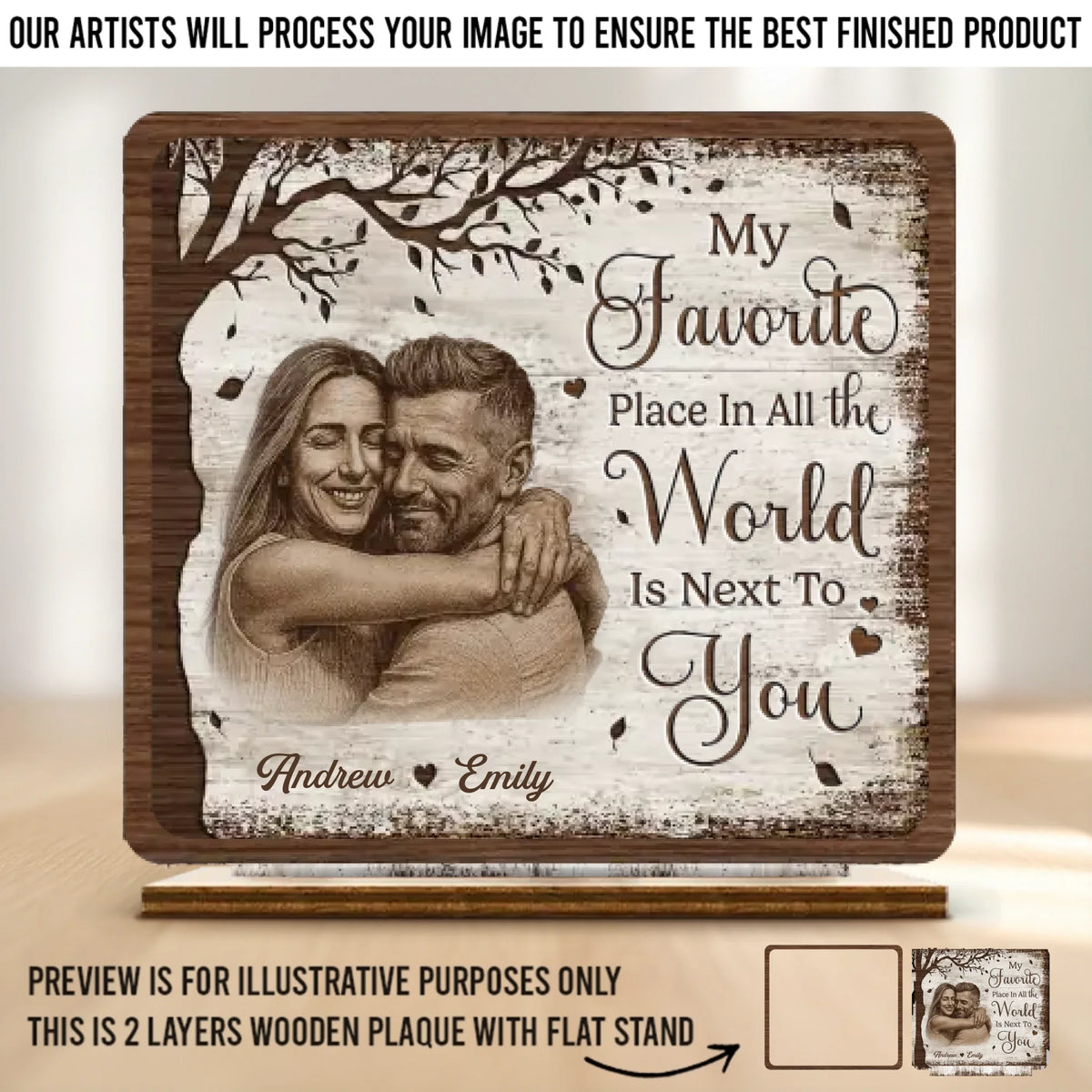 Custom Photo 2-Layered Wooden Plaque - Personalized Anniversary Wedding Gifts For Husband And Wife, Him And Her - Love Chosen Again Today