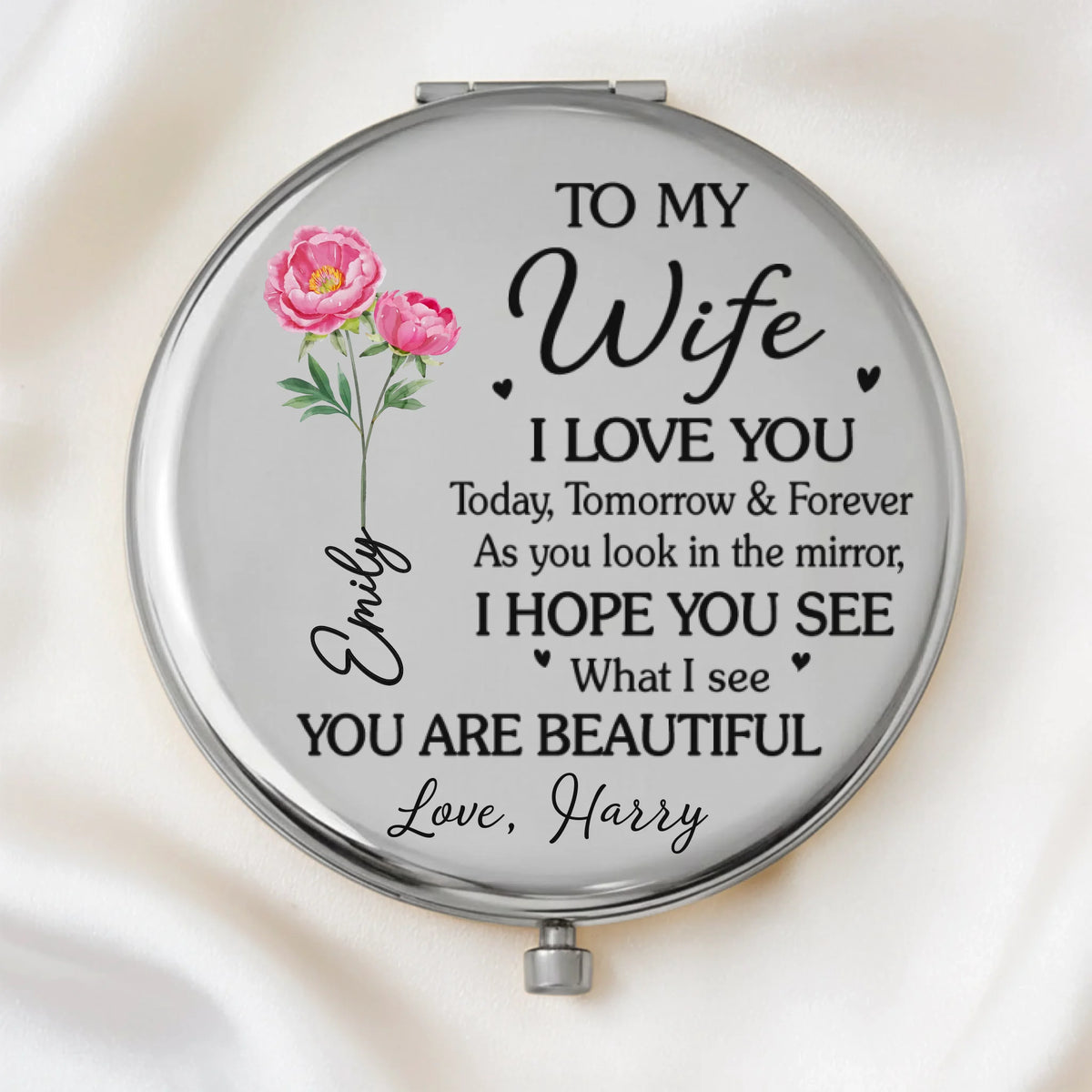 Custom Compact Mirror - Personalized Anniversary Wedding Gifts For Husband And Wife, Him And Her - You And Me Always