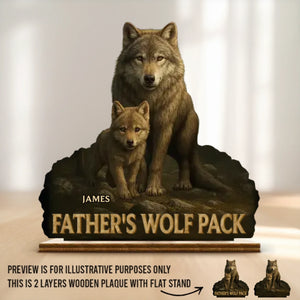 Papa Leads We Follow - Family Personalized Custom Shaped 2-Layered Wooden Plaque With Flat Stand - Father's Day, House Warming Gift For Dad, Grandpa