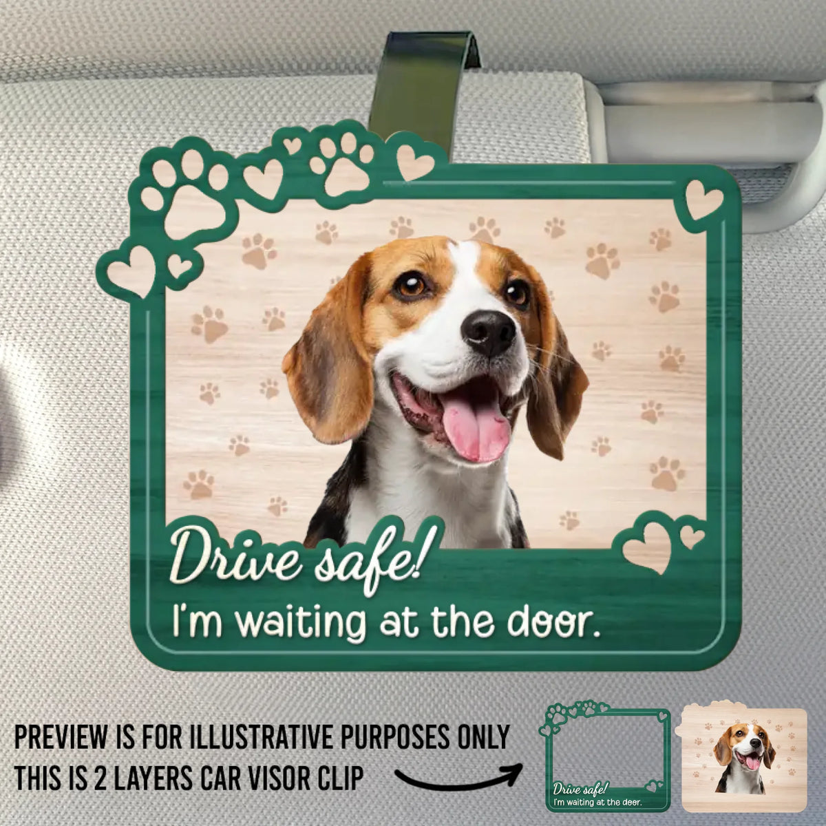 Custom Photo Car Visor Clip - Personalized Birthday Gifts For Dog Cat Lovers, Dog Dad And Mom, Cat Owners - Drive Safe, Your Pups Are Waiting