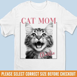 Custom Photo Unisex T-shirt, Premium T-shirt, Hoodie - Personalized Birthday Gifts For Dog Cat Lovers, Dog Dad And Mom, Cat Owners - Proud Cat Mom Energy