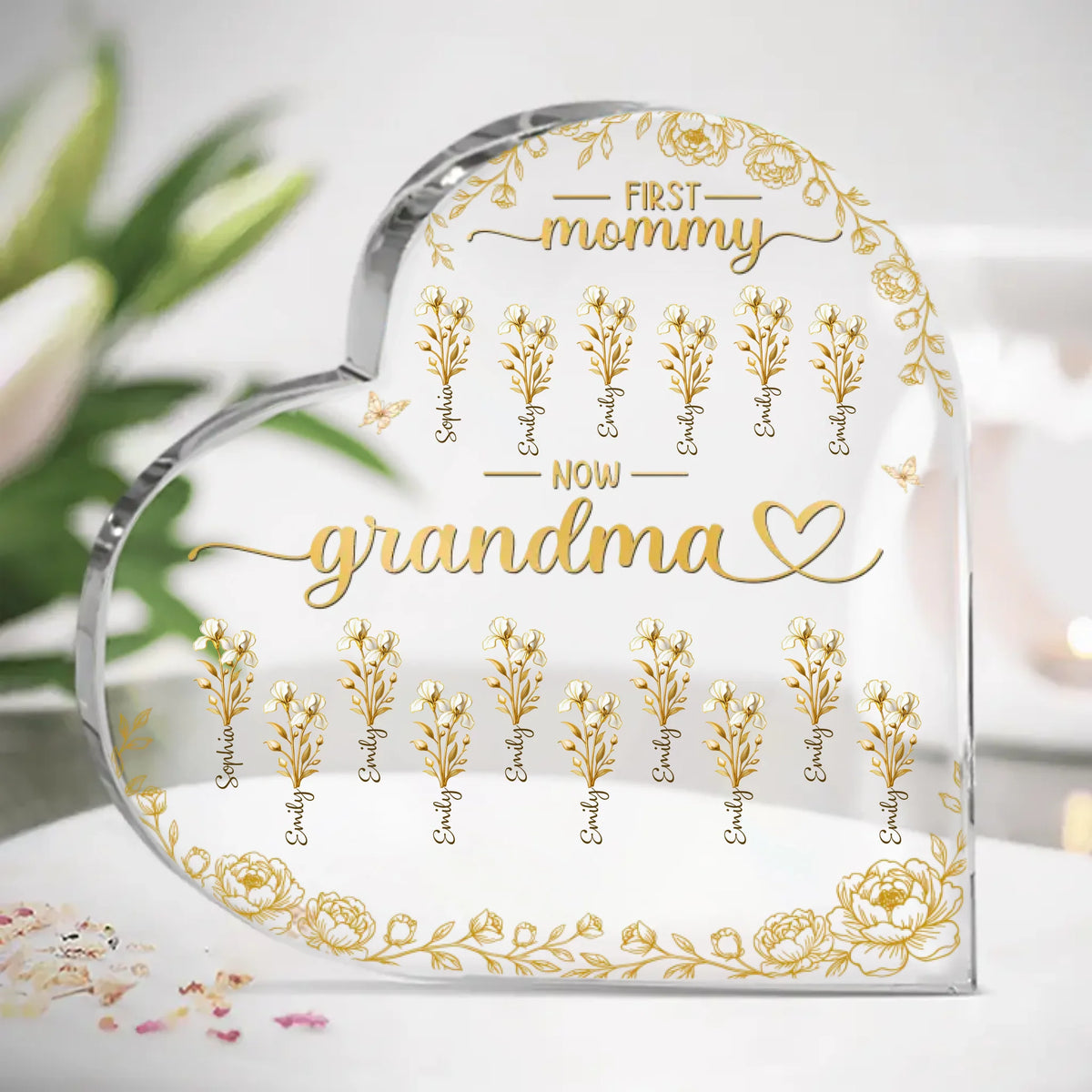 Custom Heart Shaped Acrylic Plaque - Personalized Mother's Day Gifts For Mom, Grandma - Rooted In Love
