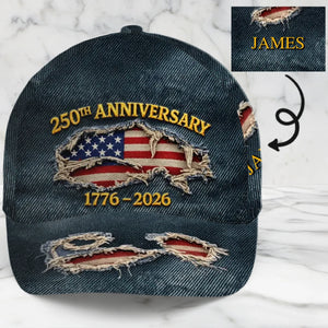 Custom Hat, All Over Print Classic Cap - Personalized America 250th Anniversary Gifts For Women, Men - Built On Liberty