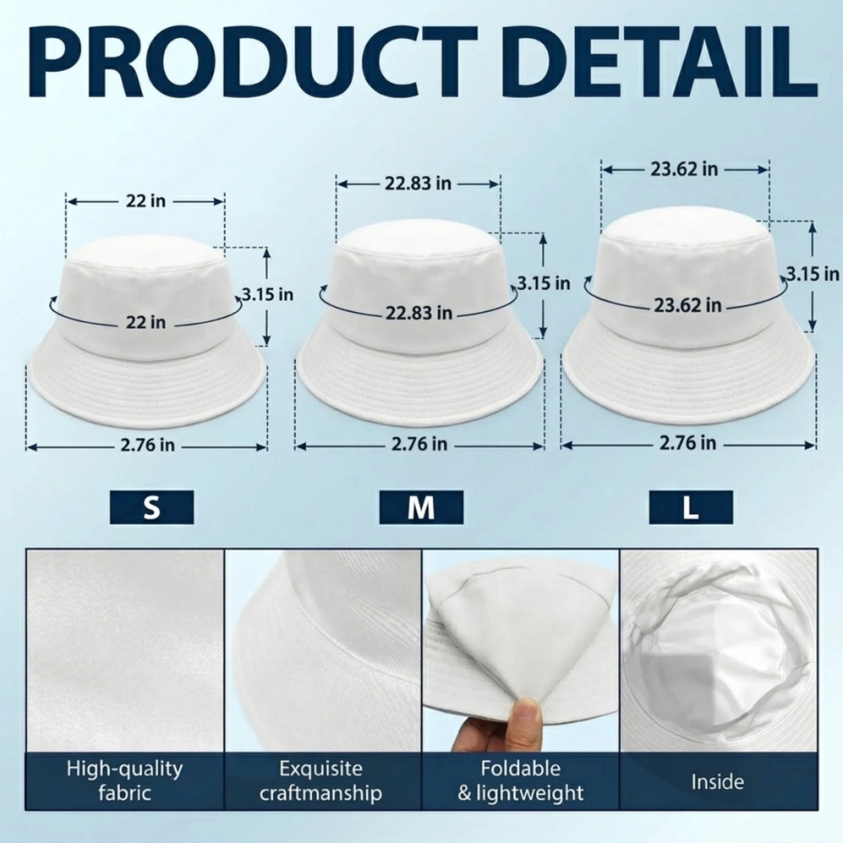 bucket hat thumb sizechart