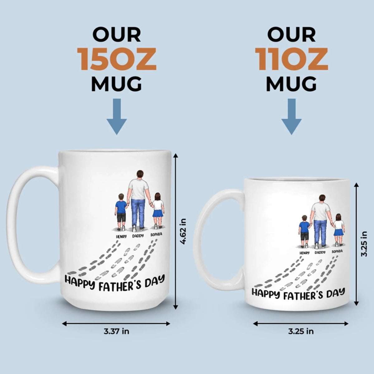 Bonne fête des pères - Mug personnalisé pour la famille - Cadeau pour la fête des pères