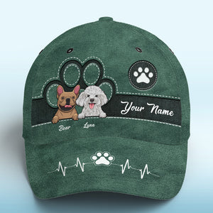 Casquette personnalisée « Keep Calm And Love Dogs Green » pour chien et chat, imprimé intégral, cadeau idéal pour les propriétaires et les amoureux des animaux.