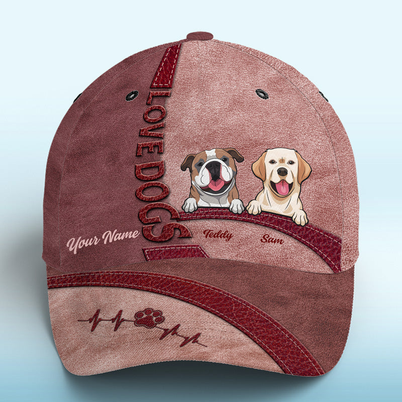 Le bonheur est un chiot rouge chaleureux – Bonnet personnalisé pour chien, casquette classique à imprimé intégral – Nouveauté, cadeau pour les propriétaires et les amoureux des animaux
