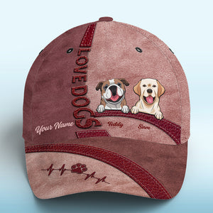 Le bonheur est un chiot rouge chaleureux – Bonnet personnalisé pour chien, casquette classique à imprimé intégral – Nouveauté, cadeau pour les propriétaires et les amoureux des animaux