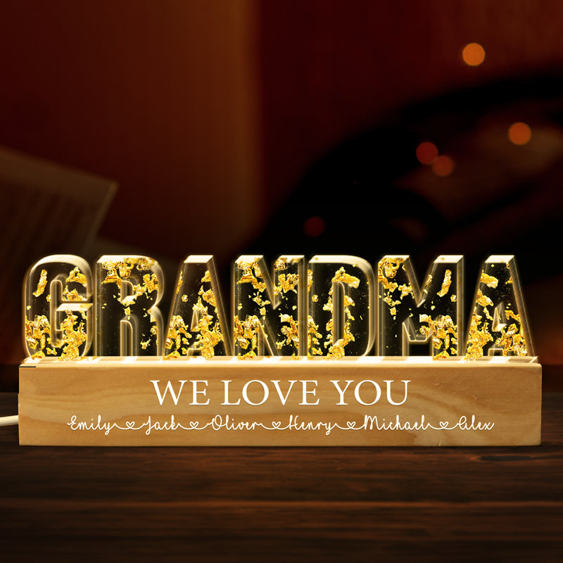 On t'aime maman - Veilleuse LED 3D personnalisée en acrylique avec lettres - Cadeau pour la fête des mères, maman, grand-mère