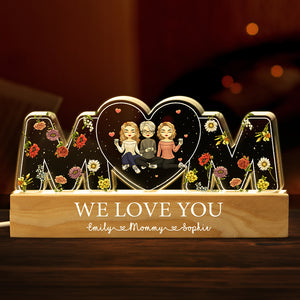 Maman, on t'aime - Veilleuse LED 3D personnalisée en acrylique avec lettres - Cadeau pour maman