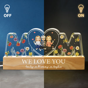 Maman, on t'aime - Veilleuse LED 3D personnalisée en acrylique avec lettres - Cadeau pour maman