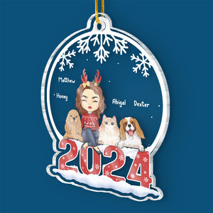 Joyeux Noël - Décoration personnalisée pour chien et chat - Boule à neige en acrylique - Cadeau de Noël pour les propriétaires et les amoureux des animaux