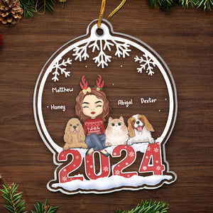 Joyeux Noël - Décoration personnalisée pour chien et chat - Boule à neige en acrylique - Cadeau de Noël pour les propriétaires et les amoureux des animaux