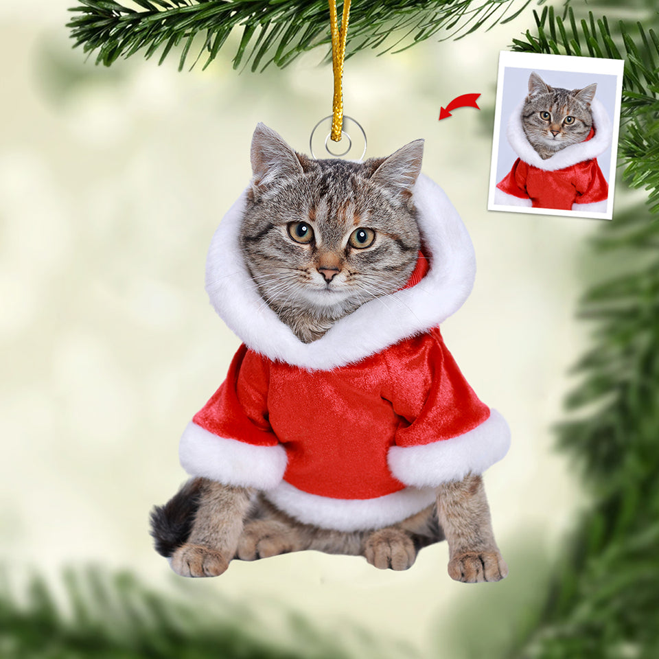 Photo personnalisée Joyeuses fêtes - Ornement personnalisé pour chien et chat - Forme personnalisée en acrylique - Cadeau de Noël pour propriétaires et amoureux des animaux