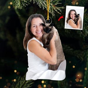 Photo personnalisée « Cher Père Noël » : « Définir coquin » - Ornement personnalisé pour chien et chat - Forme personnalisée en acrylique - Cadeau de Noël pour les propriétaires et les amoureux des animaux