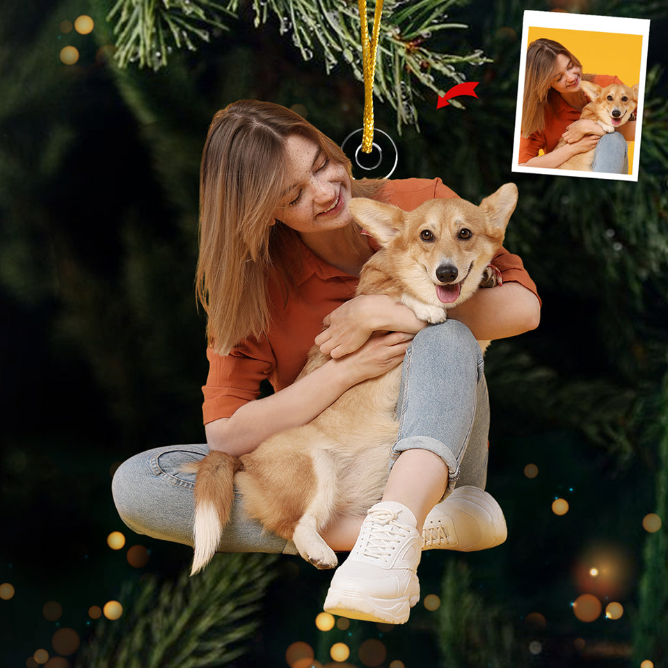 Cadeau de Noël personnalisé avec photo du Père Noël – Ornement personnalisé pour chien et chat – Forme personnalisée en acrylique – Cadeau de Noël pour propriétaires et amoureux des animaux