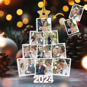 Photo personnalisée de mariage Le sapin de Noël parfait - Ornement personnalisé pour couple - Forme personnalisée en acrylique - Cadeau de Noël pour mari et femme, anniversaire, fiançailles, mariage, cadeau de mariage