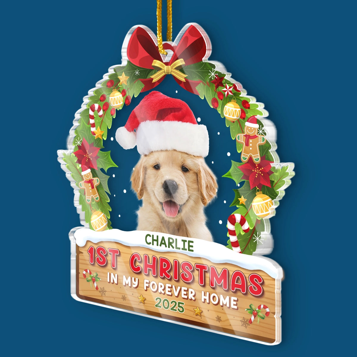 Custom Photo First Christmas In My Forever Home - Dog & Cat Personalized Custom Ornament - Acrylic Custom Shaped - Christmas Gift For Pet Owners, Pet Lovers