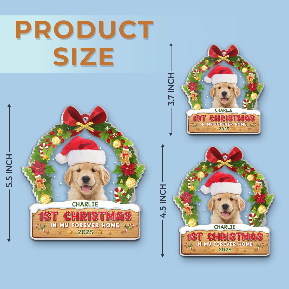 Custom Photo First Christmas In My Forever Home - Dog & Cat Personalized Custom Ornament - Acrylic Custom Shaped - Christmas Gift For Pet Owners, Pet Lovers