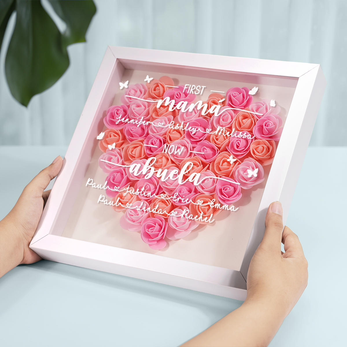 Meilleure maman du monde - Coffret à fleurs personnalisé pour la famille - Fête des Mères, cadeau pour maman, grand-mère