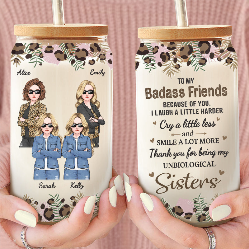 Je souris beaucoup plus - Tasse en verre personnalisée pour meilleure amie, tasse à café glacé - Cadeau pour meilleures amies, meilleures amies, sœurs
