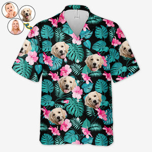 Photo personnalisée « Tu m'as eu à Aloha » - T-shirt hawaïen unisexe personnalisé avec visage personnalisé pour la famille - Cadeau pour la famille, les propriétaires d'animaux et les amoureux des animaux