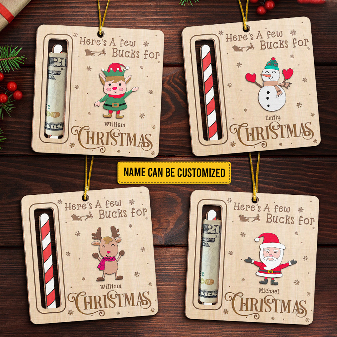 Voici quelques dollars pour Noël - Ornement personnalisé pour la famille, porte-monnaie - Forme personnalisée en bois - Cadeau de Noël pour les membres de la famille