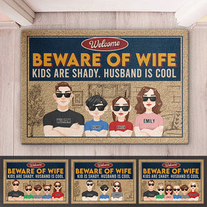 Attention, épouse, mari, c'est cool ! Tapis décoratif personnalisé pour la famille ! Cadeau pour les membres de la famille