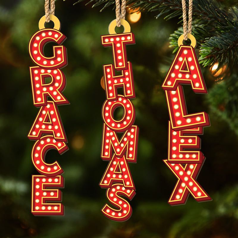 Custom Marquee Letter Wooden Ornament - Personalized Christmas Birthday Gifts For Mom, Dad, Brother, Sister, Kids - A Family Full Of Light