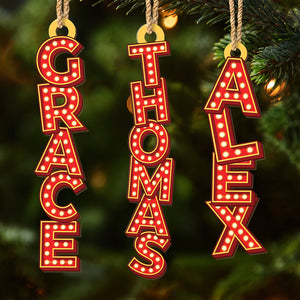 Custom Marquee Letter Wooden Ornament - Personalized Christmas Birthday Gifts For Mom, Dad, Brother, Sister, Kids - A Family Full Of Light