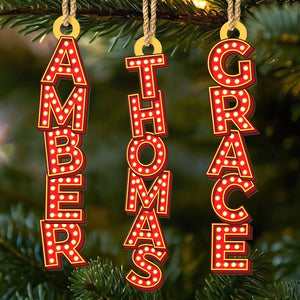 Custom Marquee Letter Wooden Ornament - Personalized Christmas Birthday Gifts For Mom, Dad, Brother, Sister, Kids - A Family Full Of Light