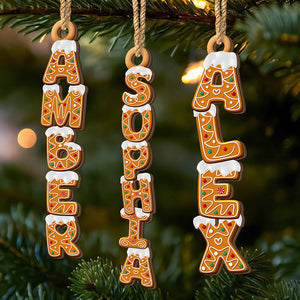 Custom Gingerbread Letter Wooden Ornament - Personalized Christmas Birthday Gifts For Mom, Dad, Brother, Sister, Kids - Handmade Happiness, One Letter At A Time
