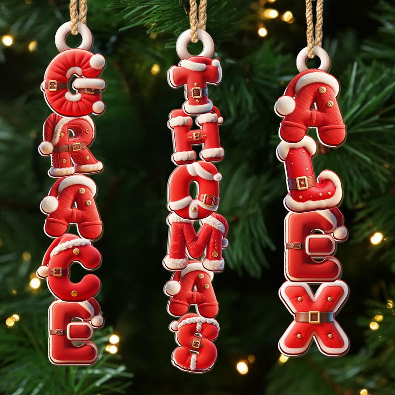 Custom Santa Suit Letter Wooden Ornament - Personalized Christmas Birthday Gifts For Mom, Dad, Brother, Sister, Kids - The Claus Family Starter Pack