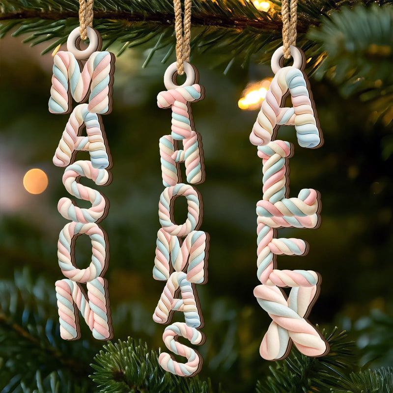 Custom Marshmallow Letter Wooden Ornament - Personalized Christmas Birthday Gifts For Mom, Dad, Brother, Sister, Kids - A Dash Of Sweetness, A Lot Of Love