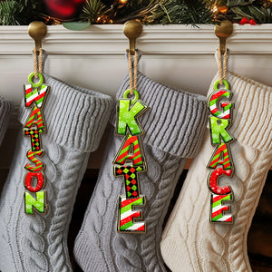 Custom Green Christmas Letter Wooden Ornament - Personalized Christmas Birthday Gifts For Mom, Dad, Brother, Sister, Kids - The Perfect Pop Of Festive Fun