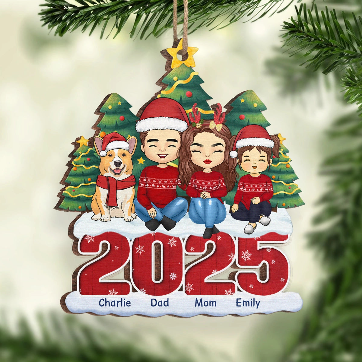 Noël ajoute de la chaleur à l'amour familial - Décoration personnalisée pour la famille - Forme en bois personnalisée - Cadeau de Noël pour les membres de la famille