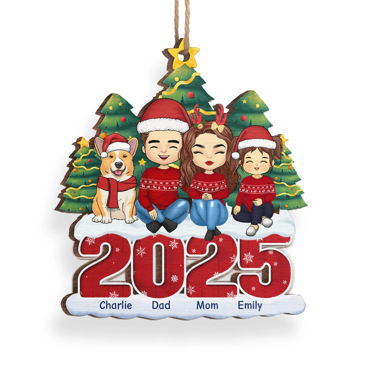 Noël ajoute de la chaleur à l'amour familial - Décoration personnalisée pour la famille - Forme en bois personnalisée - Cadeau de Noël pour les membres de la famille