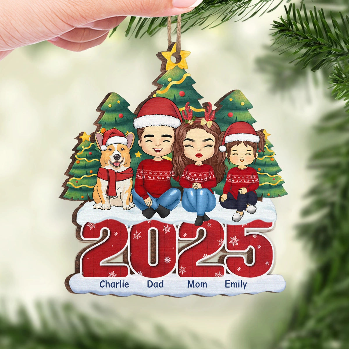 Noël ajoute de la chaleur à l'amour familial - Décoration personnalisée pour la famille - Forme en bois personnalisée - Cadeau de Noël pour les membres de la famille
