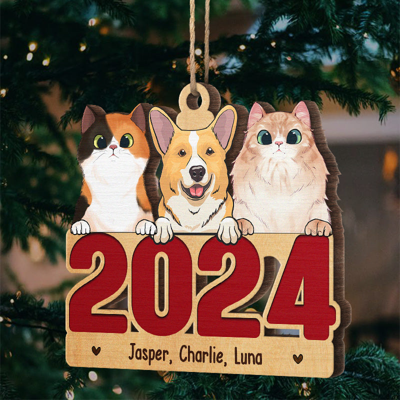 Voici les pattes du Père Noël - Ornement personnalisé pour chien et chat - Forme unique en bois - Cadeau de Noël pour les propriétaires et les amoureux des animaux