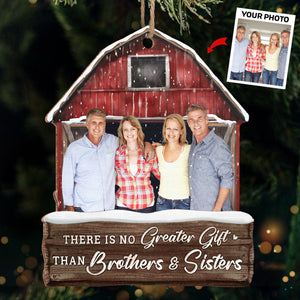 Photo personnalisée pour frères et sœurs : profitez ensemble de la période de Noël - Ornement personnalisé familial personnalisé - Forme personnalisée en bois - Cadeau de Noël pour frères et sœurs, frères, sœurs, cousins, amis