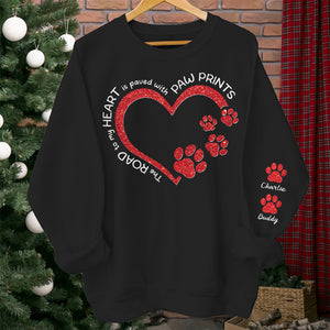 Le chemin vers le cœur de maman chien - Sweat-shirt unisexe personnalisé pour chien et chat avec motif sur la manche - Cadeau de condoléances, cadeau pour propriétaires d'animaux et amoureux des animaux